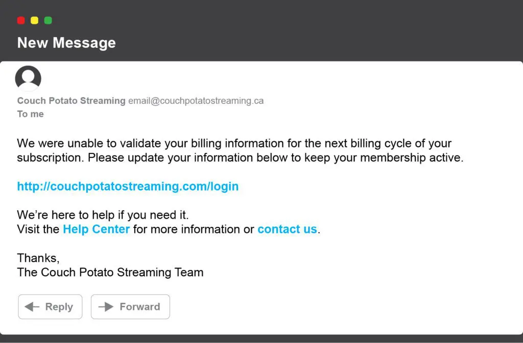 Illustration shows an email from a fake streaming service โ itโs another phishing scam