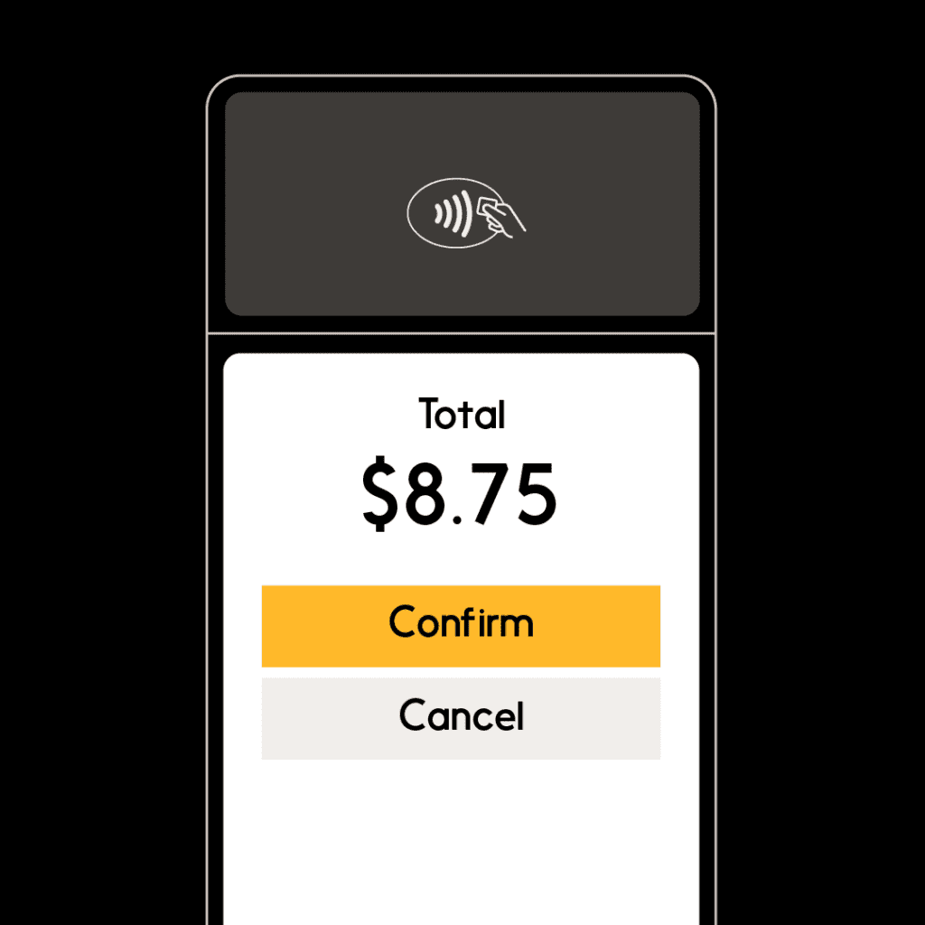 Image of POS screen to confirm amount
