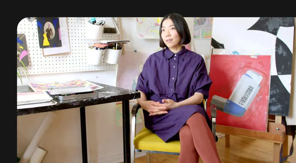 Artist Leeay Aikawa sits in her studio. She appreciates how Interac e-Transfer makes business payments fast.