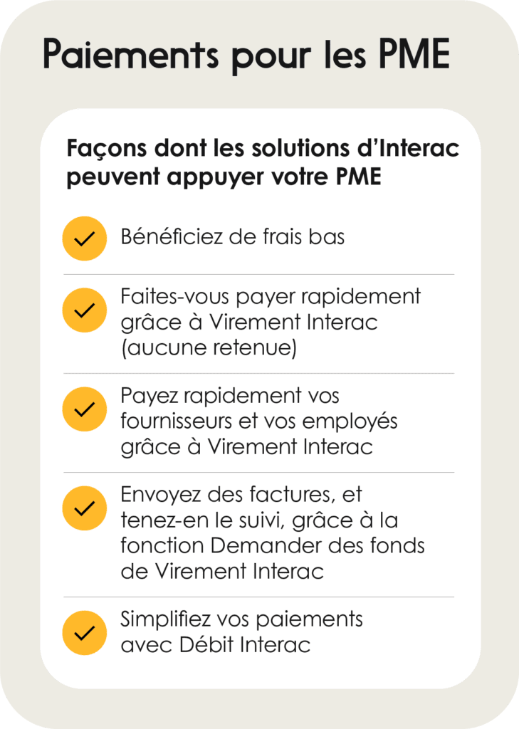[Info box:] Paiements des PME : Comment les solutions d’Interac peuvent vous venir en aide