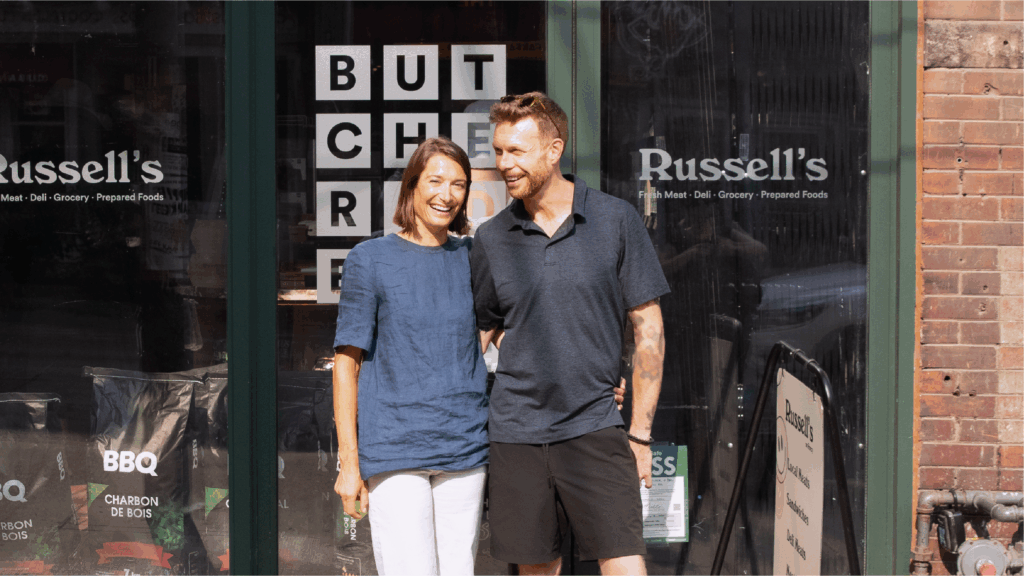 Sarah and Christopher Terpstra, owners of Russell’s Butcher & Deli in Toronto, supporting small business with Interac Debit