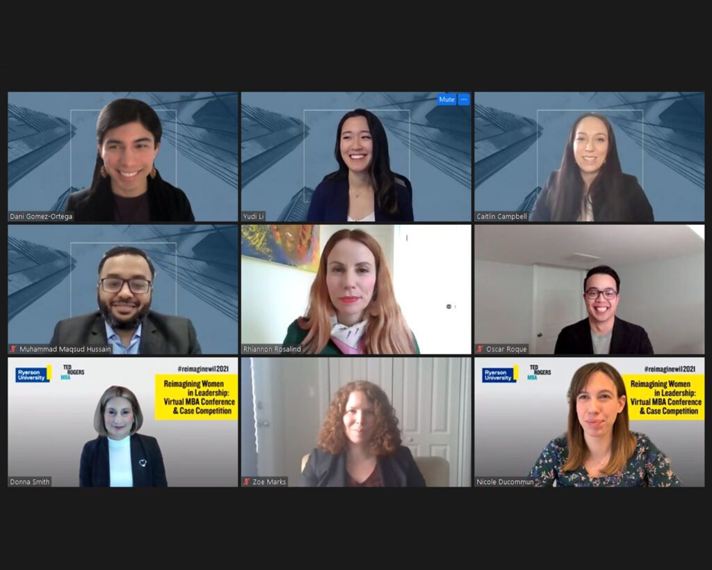 Participant screenshot from the “Reimagining Women in Leadership: MBA Case Competition” for open banking.
