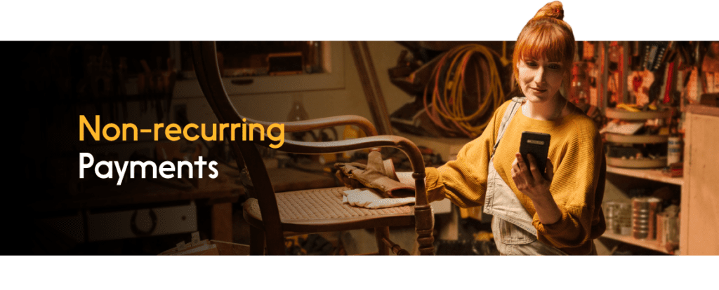 A woman cleaning a chair and looking at her phone