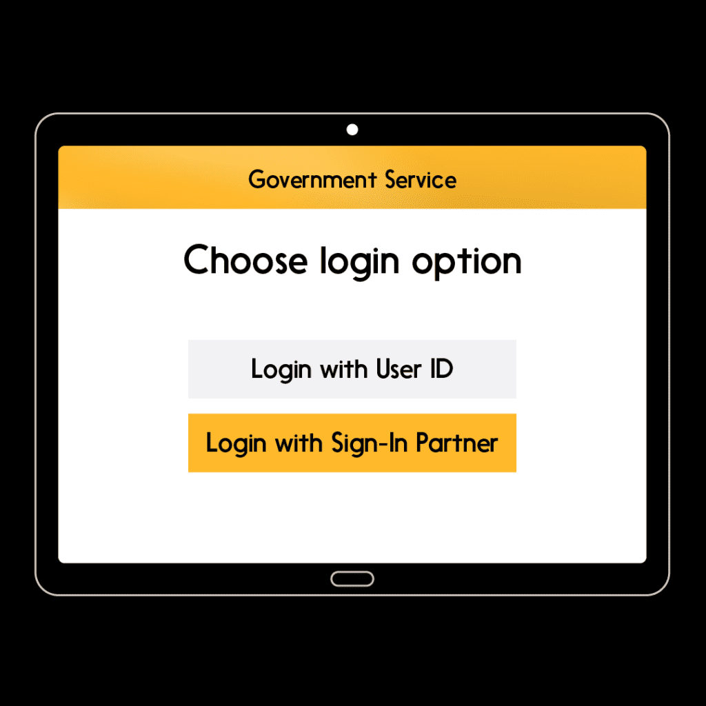 Image showing a government service login prompt with options for User ID or Sign-In Partner